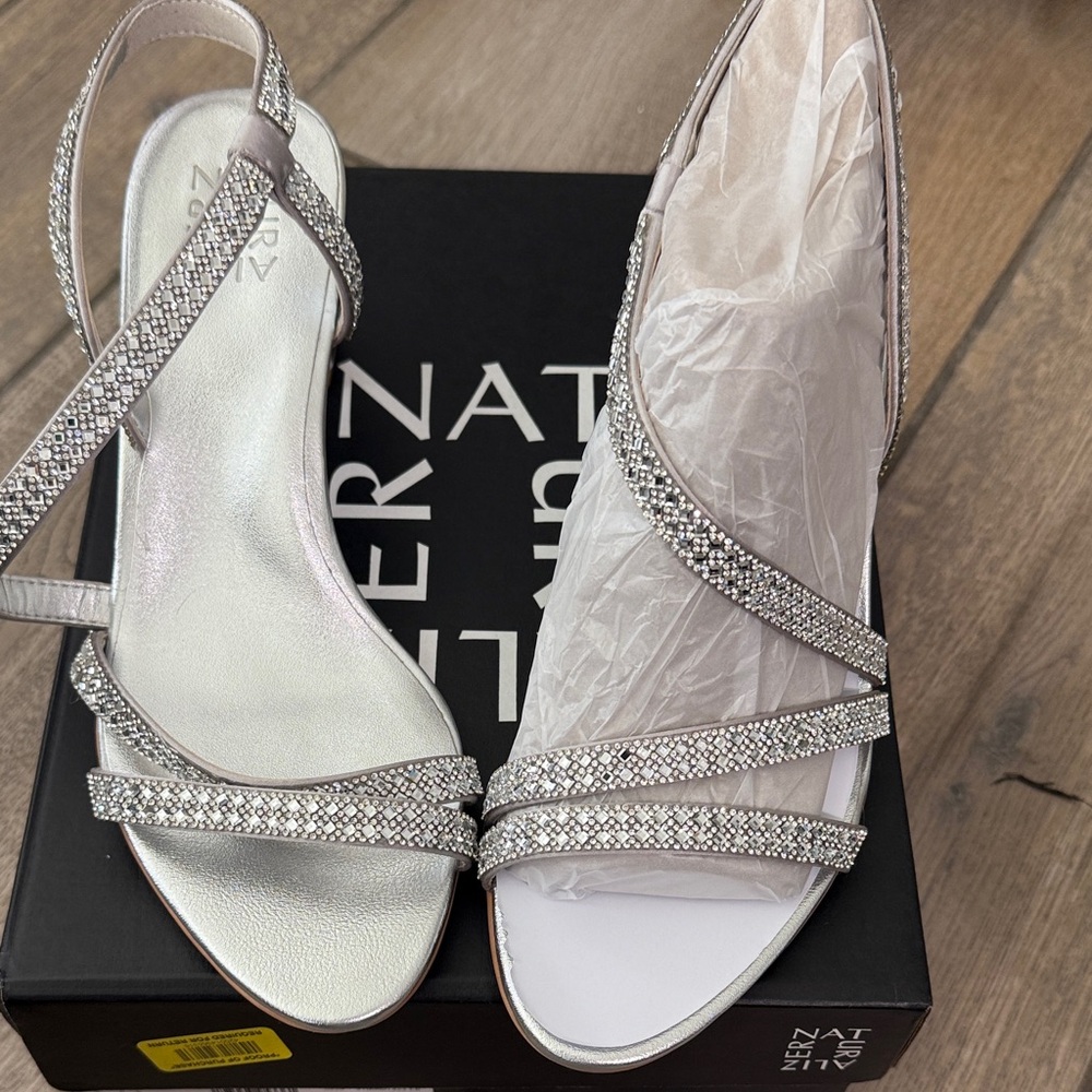 Naturalizer Silver Strappy Heels - New in Box